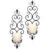 Scrolled Metal Wall Sconce Pair