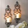 Scrolled Metal Wall Sconce Pair