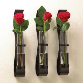 Set of 3 Wall Vases with Glass Cylinders