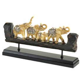 Carved-Look Elephant Family Sculpture