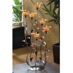 Calla Lily Candleholder with Amber Glass