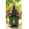 Emerald Glass Moroccan Candle Lantern - 10 inches