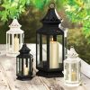 Victorian Style Black Candle Lantern - 8 inches