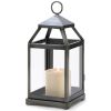 Brushed Silver Candle Lantern - 12 inches