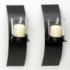 Modern Matte Black Wall Candle Holder Pair