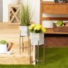 Galvanized Sheet Metal Rustic Plant Stand Set - Hexagon