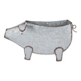 Galvanized Metal Wall Planter - Pig