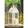 Ivory Distressed Metal Candle Lantern - 12.5 inches