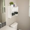 White Slatted Bathroom Wall Shelf