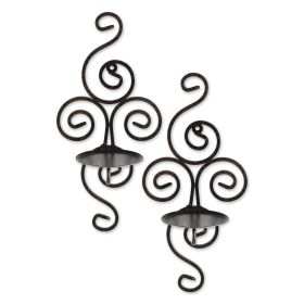 Swirls of Metal Wall Sconce Pair