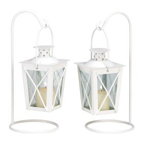 Mini Railroad-Style Candle Lantern Pair