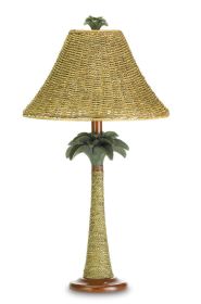 Rattan Palm Tree Table Lamp