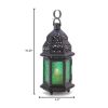 Emerald Glass Moroccan Candle Lantern - 10 inches