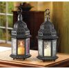 Multi-Colored Glass Moroccan Candle Lantern - 10 inches