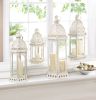 Vintage-Look White Candle Lantern - 16 inches