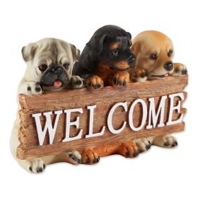 Cute Puppies Welcome Plaque