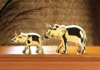 Golden Ceramic Elephant Figurine - 7 inches