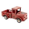 Metal Red Truck Planter with Solar-Powered Headlights