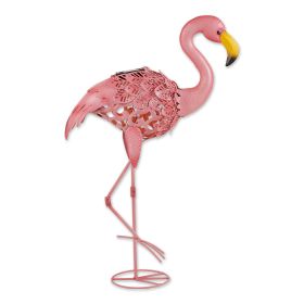 Solar Lighted Flamingo Yard Art - Leaning