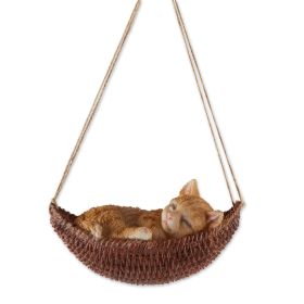 Napping Kitten on Hammock Hanging Figurine