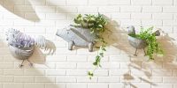 Galvanized Metal Wall Planter - Pig