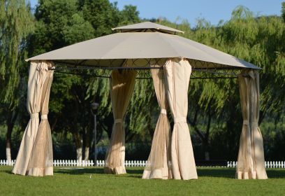 Quality Double Tiered Grill Canopy;  Outdoor BBQ Gazebo Tent with UV Protection - Beige