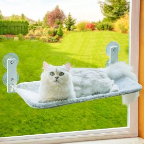 Cat Window Perch Foldable Hammock with Steel Frame and Strong Suction Cup Mount - light grey