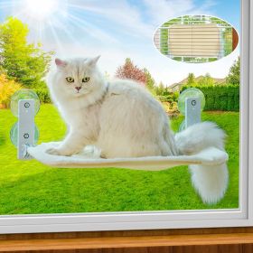 Cat Window Perch Foldable Hammock with Steel Frame and Strong Suction Cup Mount - white