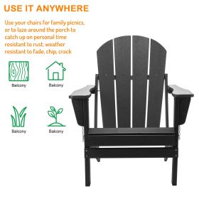 Poly Lumber Adirondack Chair Patio Chair Lawn Chair Outdoor Adirondack Chairs - Black