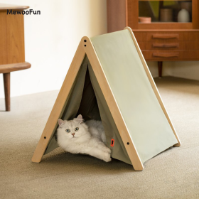 Mewoofun Pet Portable Folding Tent Cat Hammock House Easy Assembly for Dog Cat - green