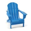 Folding Adirondack Chair;  Fire Pit Chair; Patio Outdoor Chairs All-Weather Proof HDPE Resin for BBQ Beach Deck Garden Lawn Backyard-Navy Blue - Blue