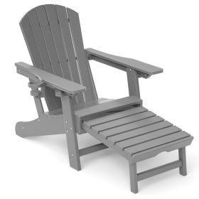 Adirondack Chair Lawn Outdoor Fire Pit Chairs Adirondack Chairs Weather Resistant/Adirondack Retractable Ottoman - Gray