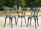 Patio Bistro Set 3 Pieces; All Weather Cast Aluminum Outdoor Patio Table and Chairs with Umbrella Hole Your Backyard; Garden; or Balcony - as Pic