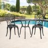 Patio Bistro Set 3 Pieces; All Weather Cast Aluminum Outdoor Patio Table and Chairs with Umbrella Hole Your Backyard; Garden; or Balcony - as Pic