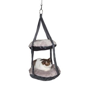 Pet Life Kittyhaus Dual-Lounger Kitty Cat Pillow Hammock Lounge - Grey