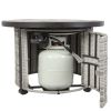 36 inch Gas Propane Fire Pit Table; 50000 BTU Round Gas Fire Table with Lid & Lava Rock; Grey Rattan & Wicker Base; Outdoor Gas Firepit Table for Outs