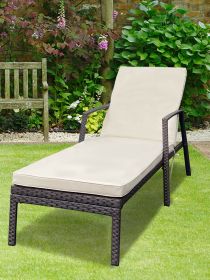 Outdoor Patio Lounge Chairs Rattan Wicker Patio Chaise Lounges Chair Brown - as Pic