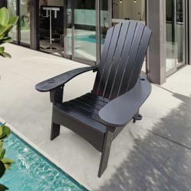 Outdoor or indoor Wood Adirondack chair with an hole to hold umbrella on the arm ; Black - as Pic