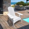 Outdoor or indoor Wood Adirondack chair with an hole to hold umbrella on the arm ; white - as Pic