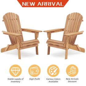 Wooden Outdoor Folding Adirondack Chair Set of 2 Wood Lounge Patio Chair for Garden; Garden; Lawn; Backyard; Deck; Pool Side; Fire Pit; Half Assembled