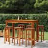 7 Piece Patio Bar Set Solid Wood Acacia - Brown