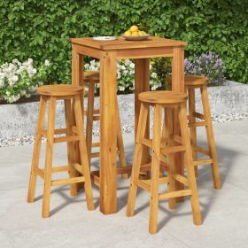 5 Piece Patio Dining Set Solid Wood Acacia