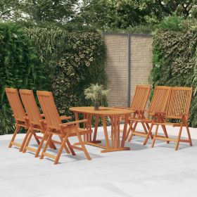 7 Piece Patio Dining Set Solid Wood Eucalyptus - Brown