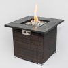 30inch Outdoor Fire Table Propane Gas Fire Pit Table with Lid Gas Fire Pit Table with Glass Rocks and Rain Cover - as Pic