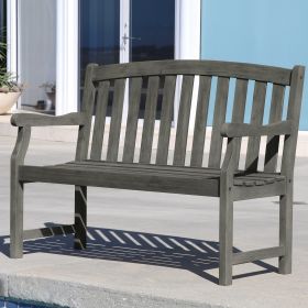 Renaissance Outdoor Patio 4-foot Hand-scraped Wood Garden Bench - as Pic