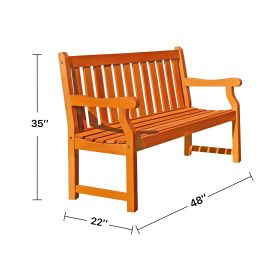 Malibu Outdoor Patio 4-foot Wood Garden Bench - as Pic