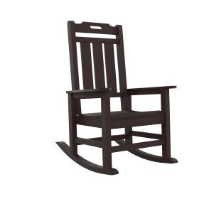 Presidential Rocking Chair HDPE Rocking Chair Fade-Resistant Porch Rocker Chair; All Weather Waterproof for Balcony/Beach/Pool Brown - as Pic