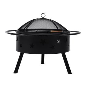 32" Fire Pit BBQ Wood Burning Fireplace Outdoor Stove with Cover Backyard Garden - as picture