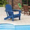 Folding Adirondack Chair;  Fire Pit Chair; Patio Outdoor Chairs All-Weather Proof HDPE Resin for BBQ Beach Deck Garden Lawn Backyard-Navy Blue - Navy