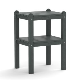 Double outdoor side table;  rectangular patio side table  in HDPE - Gray